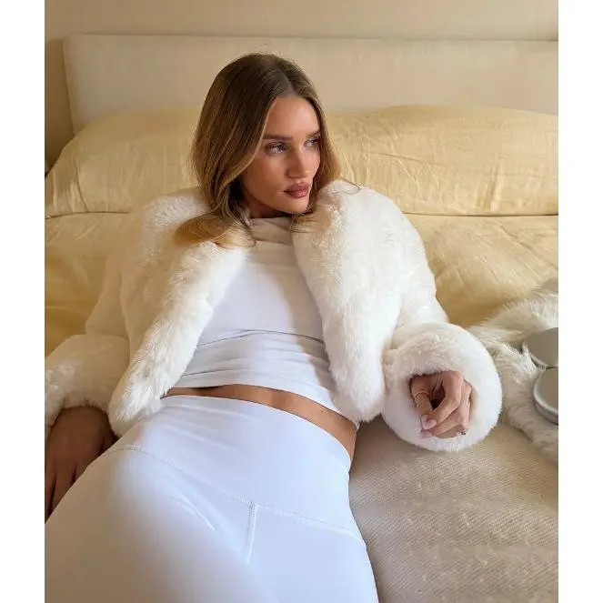 ASANDY Women's Faux Fur Jacket, Casual Long Sleeve Cropped Coat, Chic Open-Front Fluffy Winter Outerwear