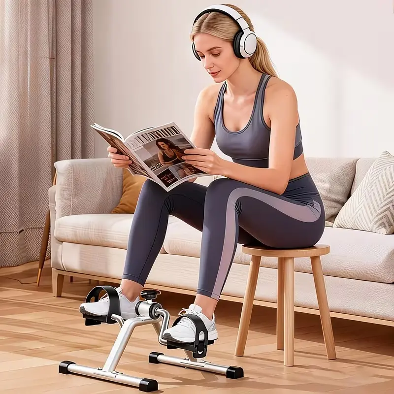 Adjustable Foldable Cycling Trainer, Space-Saving Portable Foldable Home Exercise Bike with IC Resistance, Sturdy Frame & Wide Thick Pedal Platform, Compatible with Floors & Desktops, Manual Operation (No Power Supply), Battery-Free