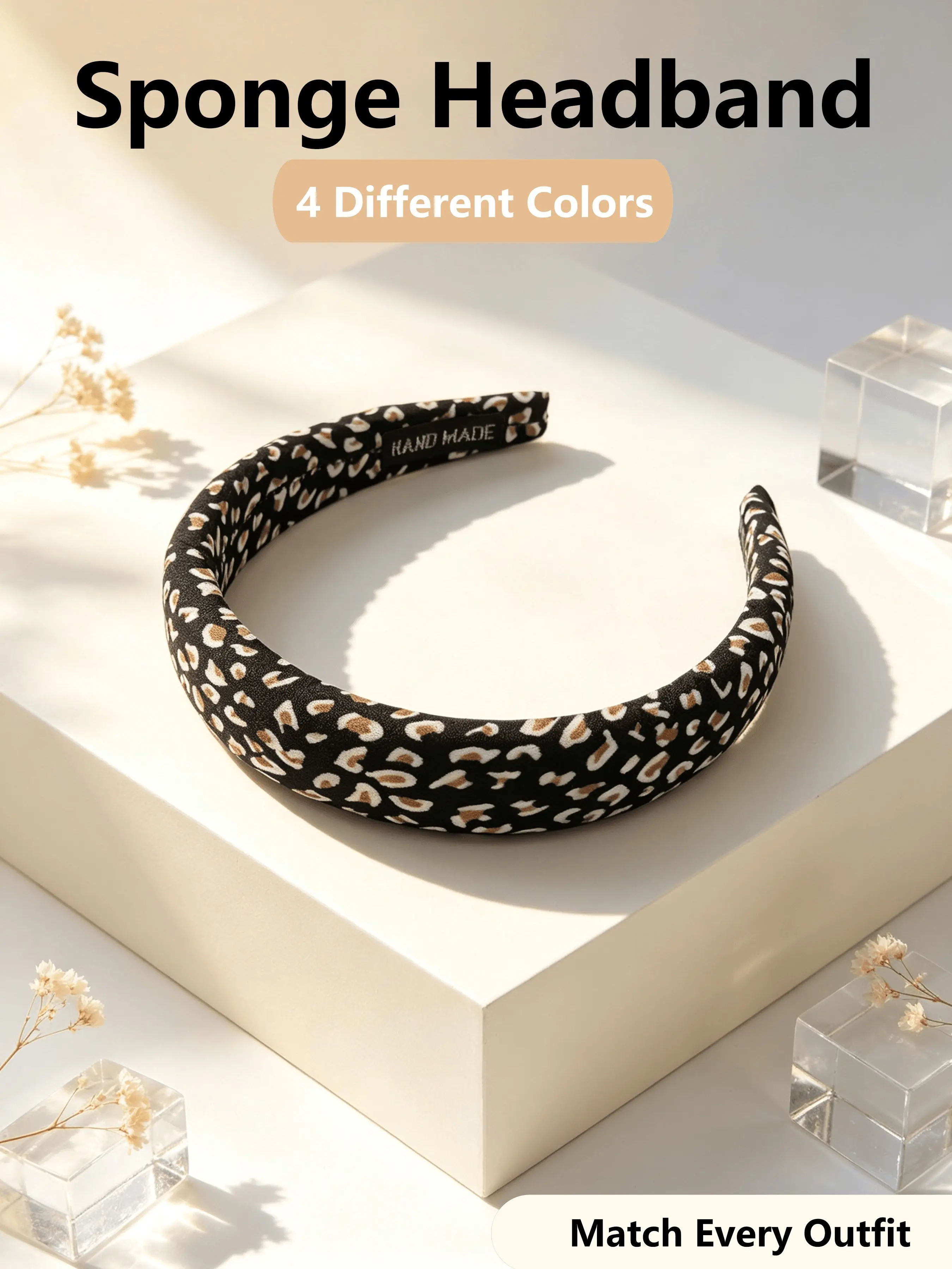 Fashion Casual Leopard Print Hairband, Sponge Polyester Fabric Headband, Multi-Scene Accessory for Daily Use, Makeup and Washing