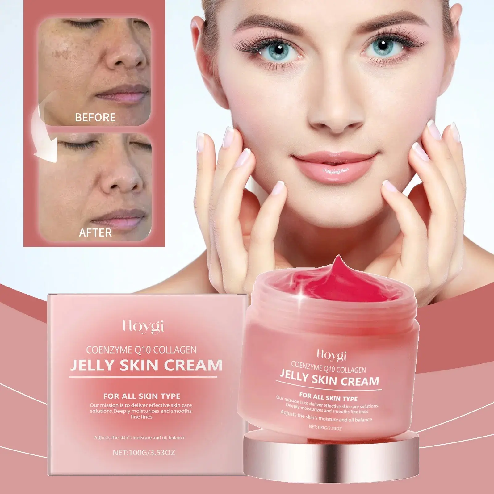 Collagen Jelly Cream, Moisturizing Firming Brightening Face Cream, Hydrating Anti Wrinkle, Fine Lines Remover, Bouncy Gel Texture