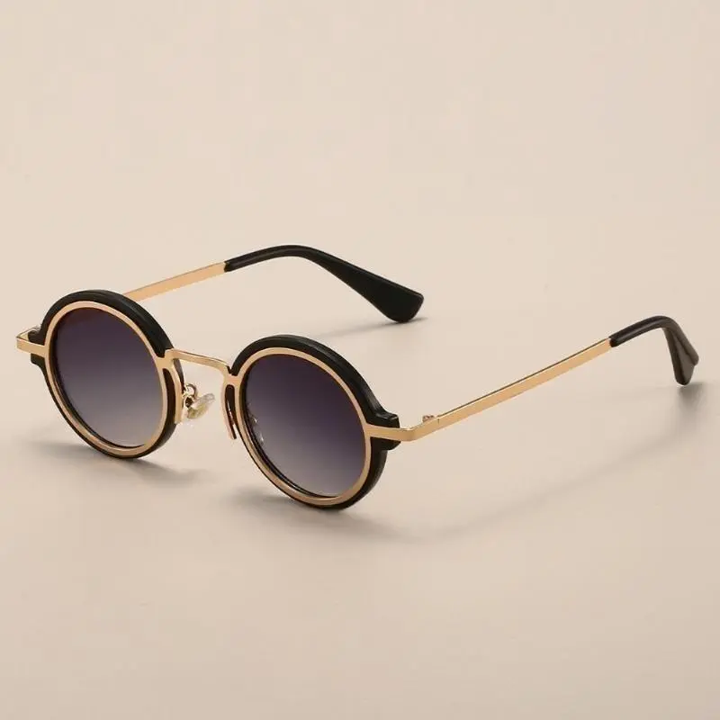 Retro Round Industrial-Inspired Sunglasses for Men - UV400 Sun Protection, Lightweight Black Frame Red Film, Casual Everyday Streetwear, Full Rim, Great Gift Option, Sports Outdoor Eyewear