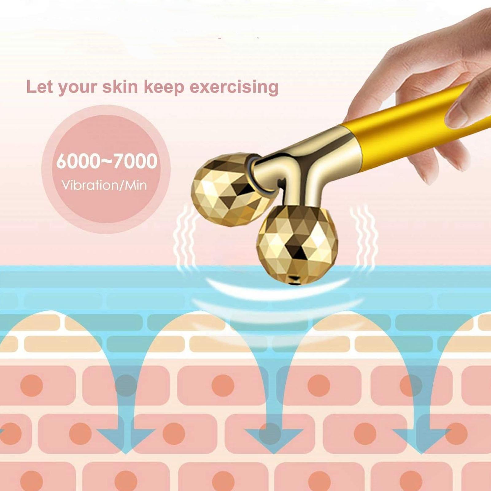 Electric Face Massager, 1 Box 3D Roller & T Shape Facial Roller Massager Kit, Skin Care Tools for Women & Men