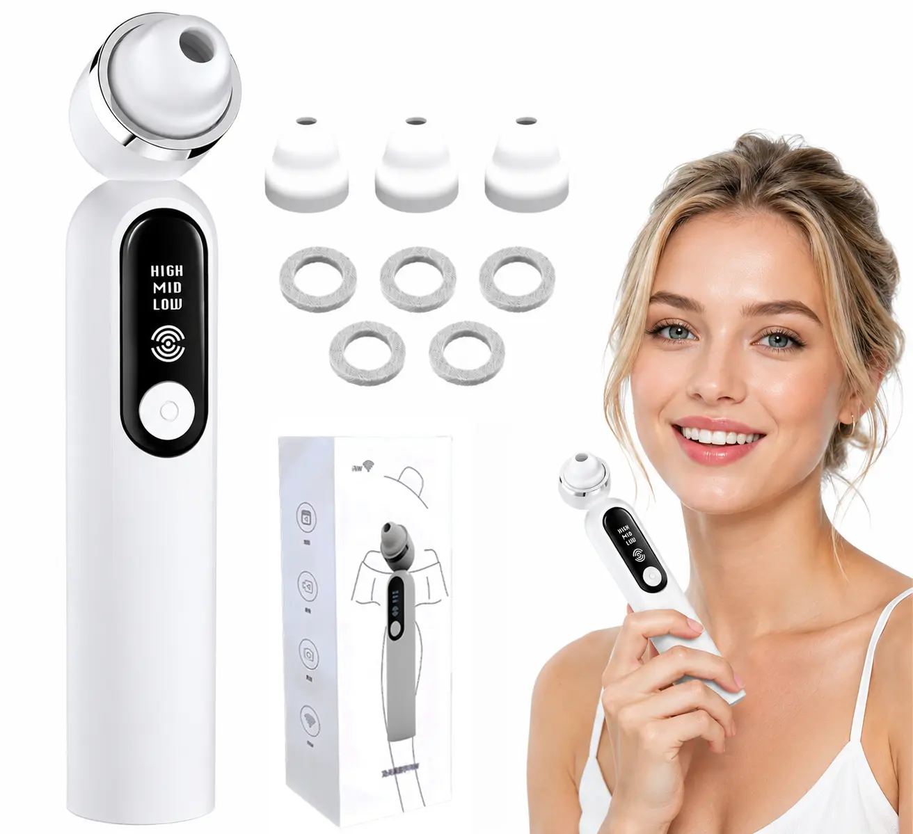 Cordless Visible Blackhead Remover - Facial Pore Cleanser Electric Tool with 3 Attachments, All-Face Battery-Powered Personal Care Device, Holiday Gift for Adults