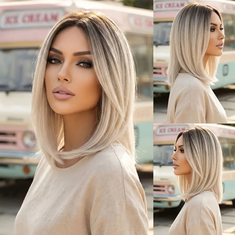 12-Inch Elegant Platinum-Colored Women'S BOB Wig - Beginner-Friendly Synthetic Wig for Everyday Wear, Perfect for Mother'S Day Outfits