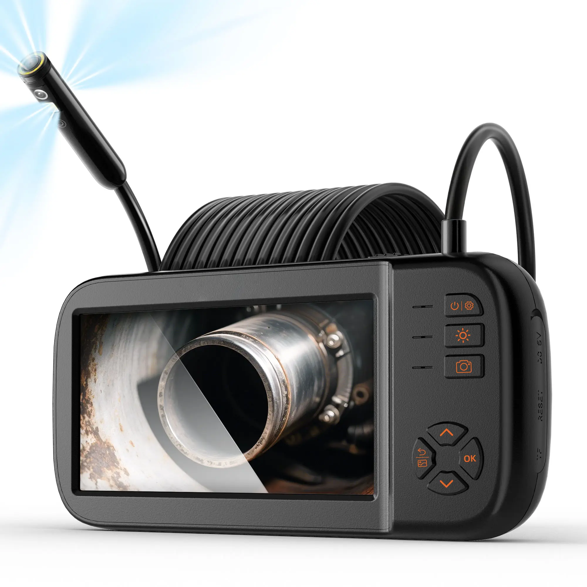 Borescope Camera, Triple Lens Endoscope Camera with Light, -10°C-70°C Temperature, With 10 LED Light, One Endoscope Multiple Uses