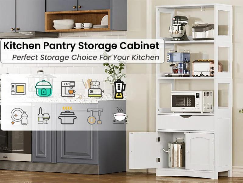 64 Inches Freestanding Storage Cabinet Furniture White