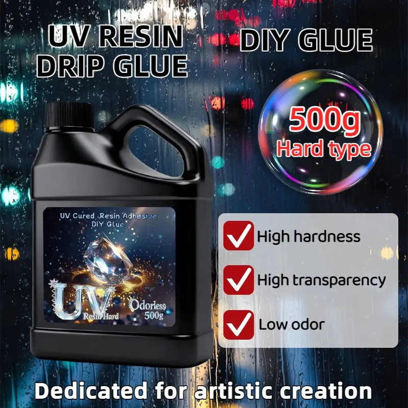 500G Upgraded High-Capacity Crystal Clear UV Curing Epoxy Resin - a Brand New Formula Adhesive Resin That Requires No Mixing, Cures Quickly Under UV Or Sunlight, And Has a Transparent High Gloss End. It Is Suitable for Crafts