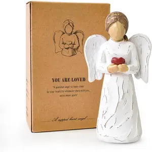 Guardian Angel Statue,  Angel Figurines for Women,  Angel Statue Holding a Heart for Thanksgiving Christmas  Decor Ornament Memorial Gifts