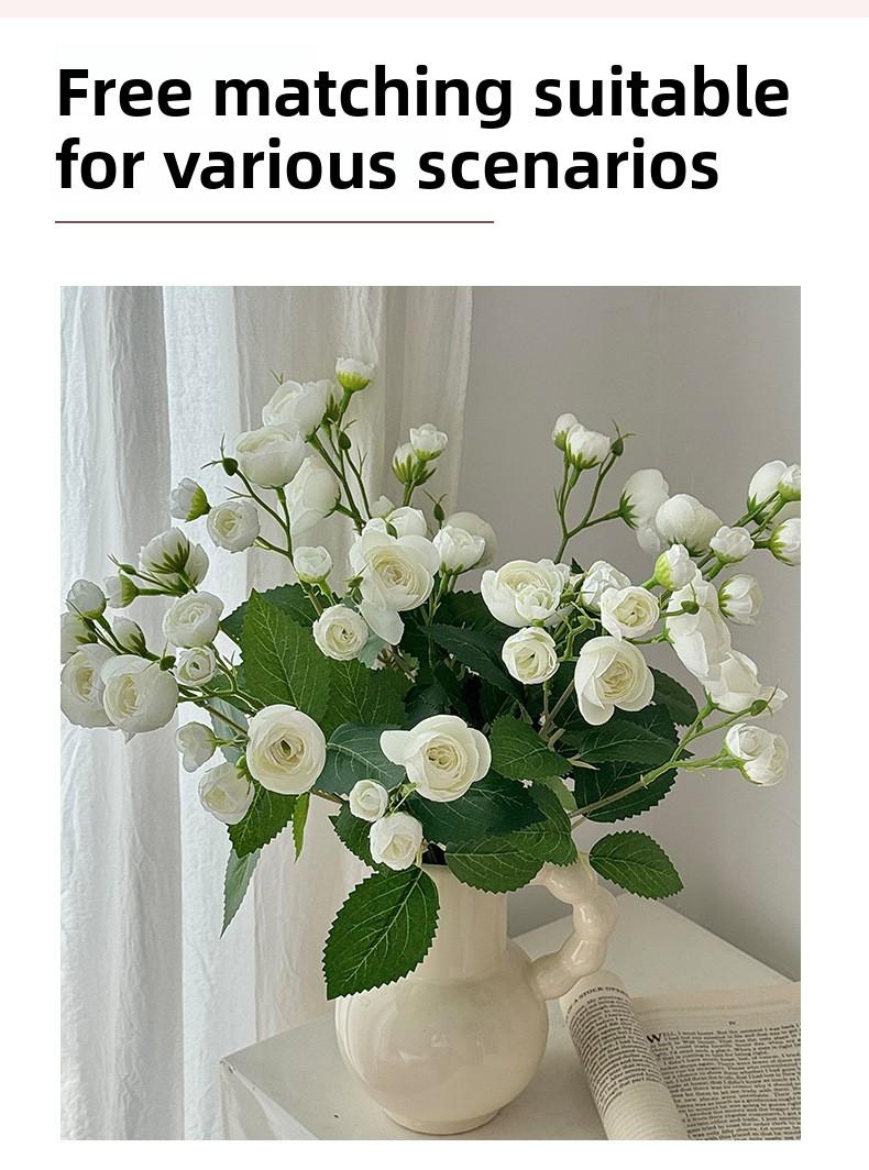 12 Small Camellia Buds Artificial Flowers Handheld Bouquet Fake Flowers Home Living Room Decoration Hotel Display Shooting Props