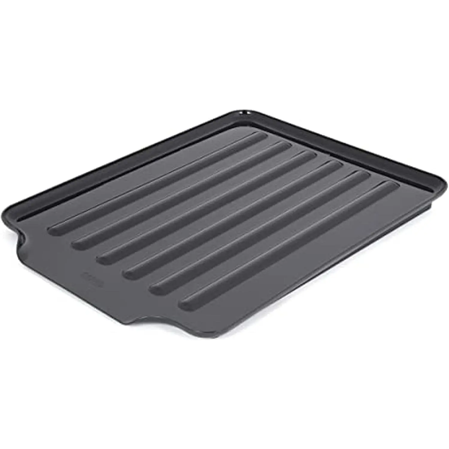 Large Black Drain Board Fits Under Any Large Dish Rack to Catch Water or for Larger Pots Alone, Angled Base Allows for Self Draining with Raised Ribs to Prevent Water from Puddling