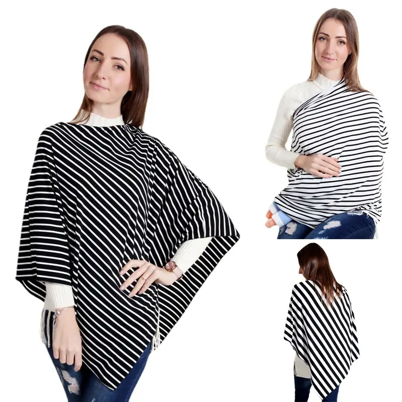 All-Season Striped Satin Nursing Scarf for Breastfeeding, Multi-Use Baby Car Seat Canopy and Privacy Cover for Mothers, All Seasons, Women, Stripe