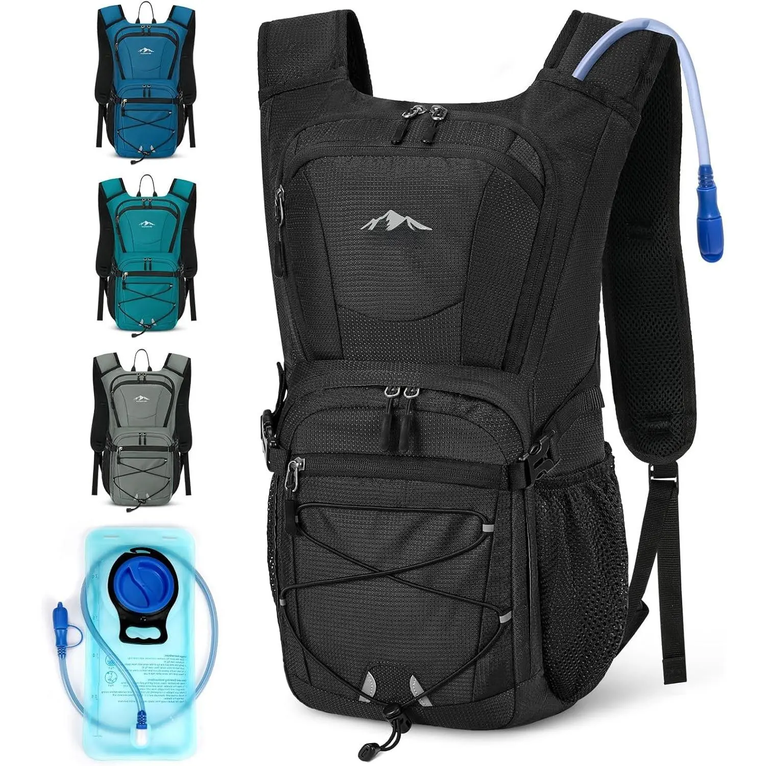Hydration Backpack with 2L Water Bladder, 15L Lightweight Hiking Backpack for Women & Men Small Insulated Hydration Water Pack for Hiking, Running, Cycling, Biking