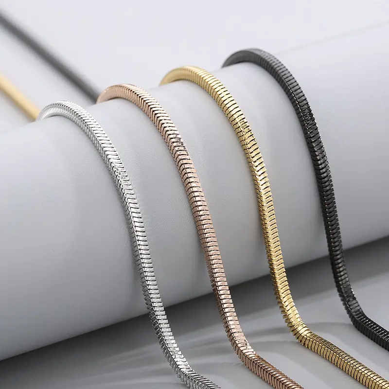 Effortless Glamour Dainty Flat Snake Chain Necklace Baddie Viral Stainless Steel Thin Herringbone Chain Women Minimal Layering Base Jewelry, Chain Jewelry Necklaces