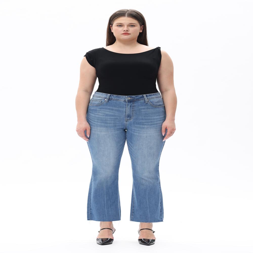 Retro Light Wash Flare Jeans for Curvy Women, Perfect High Waisted Bootcut Denim |   Must-Have Streetwear