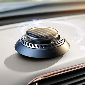 UFO Solar Car Air Freshener, Rotating Dashboard Decorations for Car Interior, Funny Air Freshener Car Accessories with Wooden Aroma Ring
