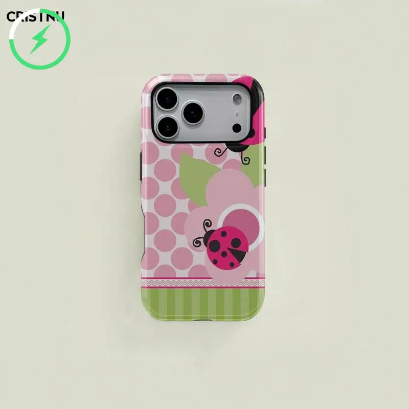 CRISTNU for MagSafe for iPhone 13 Floral Dot Ladybug Print Phone Case, Durable Two-In-One Protection, Fits iPhone 17 16 15 14 13 12 Pro