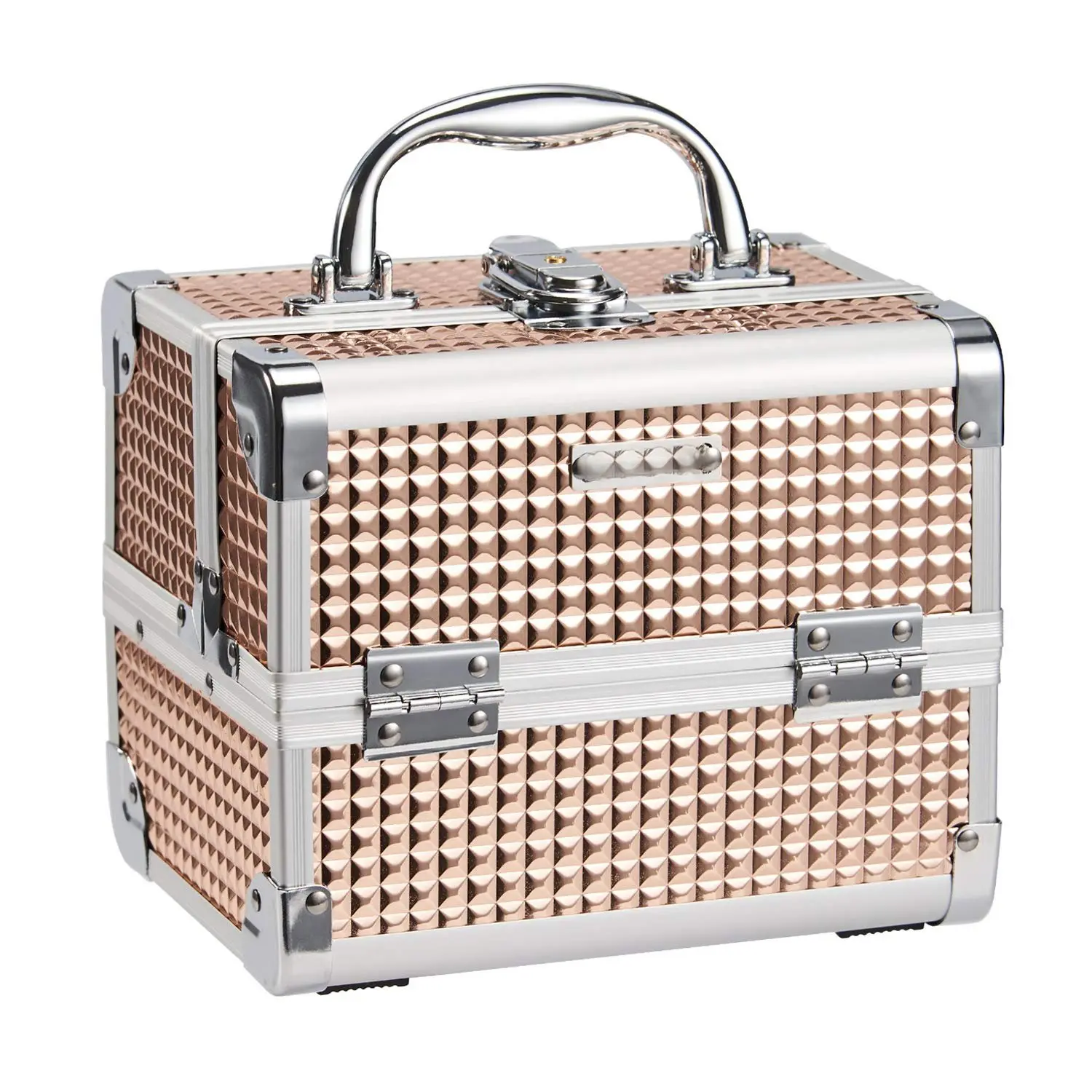 Makeup Case  Case Portable Makeup Box with Mirror Lock Box Travel   Cases Hard Makeup Organizer for  Craft Storage  for Girl Rose