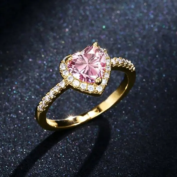 Classic timeless heart gem ring with stable stone mounting that resists everyday wear; works as heartfelt birthday,Valentine's Day, engagement, anniversary present for girlfriends, female pals and family members