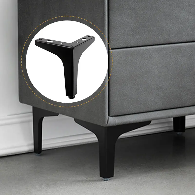 4/8 pieces metal furniture feet, furniture legs, multiple sizes and colors available, black multi-sided triangular feet, tripod legs, metal legs suitable for cabinets, coffee tables, nightstands, sofas, beds, stools, cabinets, DIY furniture, screws includ