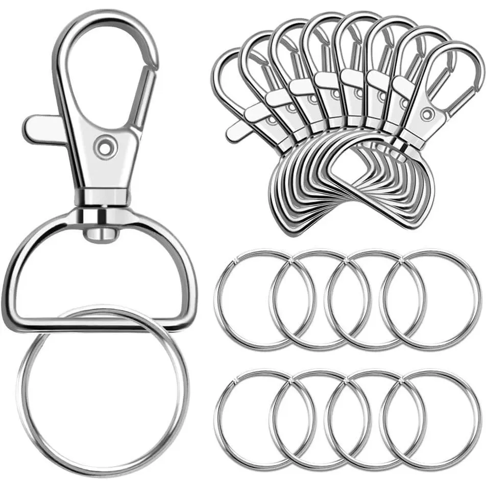 100 count Key Chain Hooks with Key Rings (Large Size)