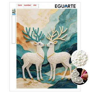 Mountain Deer Pattern DIY Pearl Art, Mosaic Wall Hanging, Cross Stitch Kit, Pearl Puzzle Gift, Home Decor, Friend Memorial Gift