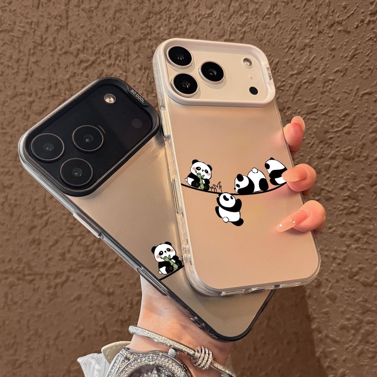 Four pandas Pattern Case for iPhone 17 Pro Max 17 Air 16/15/14/13/12/11 Pro Max XR XS E Plus Retro High-end Shockproof Drop Screen Protection Cute Durable PC Smartphone Cover