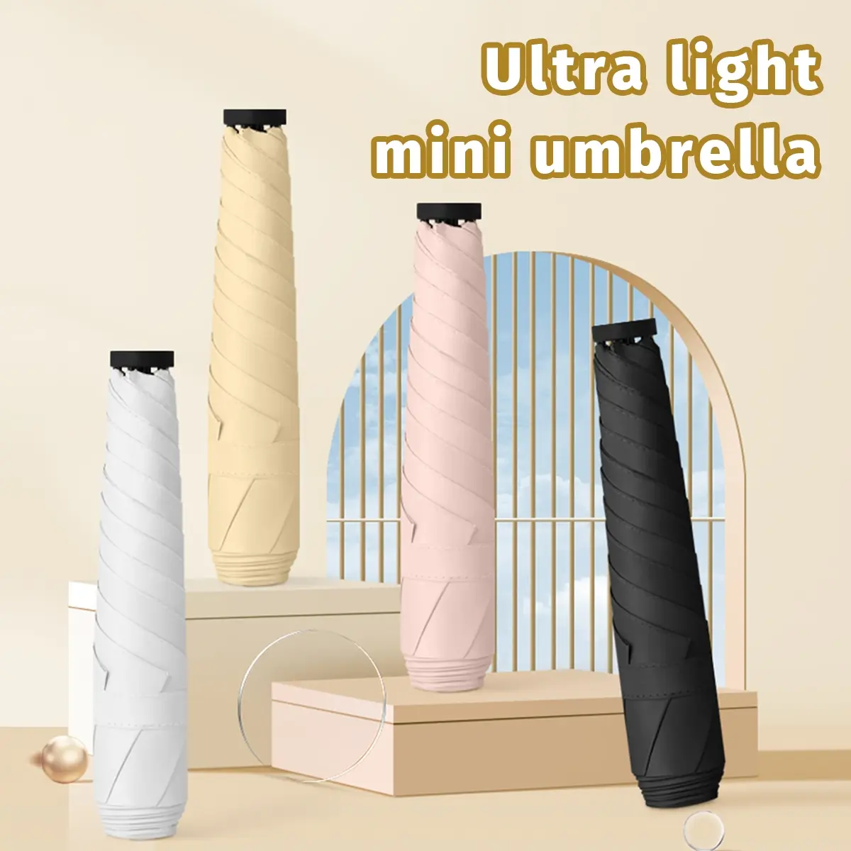 Mini Lightweight Stylish Carbon Fiber Umbrella - Dual-purpose for Sunny and Rainy Days, Ultra-light and Portable, Ideal for School, Home and Travel