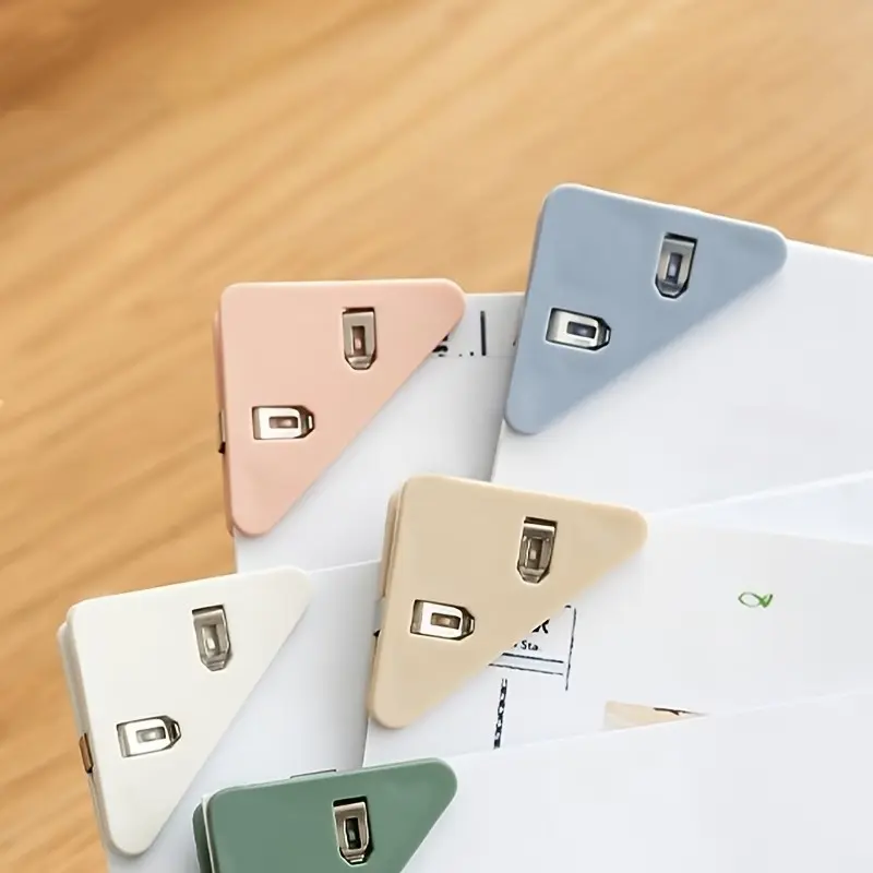 10pcs Random Color Creative Multi-Functional Triangle Clips, Anti-Bend Paper Clips for Books, Notes, Bills, Office, Study, Home Use