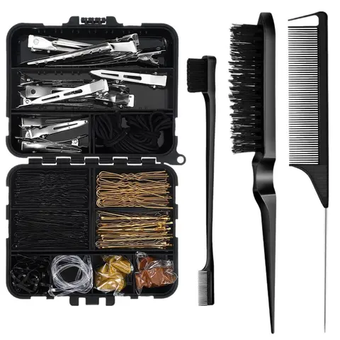 Professional Hair Styling Tools Kit, Curly Hair Set, Home Styling Tool, Includes Multiple Clips, Tie, Brushes & Combs, Recyclable Heatless Styling Accessories For Curls