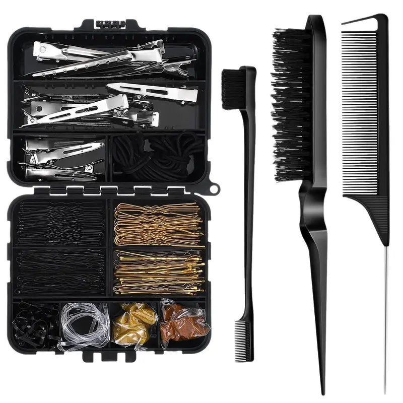 Professional Hair Styling Tools Kit, Curly Hair Set, Home Styling Tool, Includes Multiple Clips, Tie, Brushes & Combs, Recyclable Heatless Styling Accessories For Curls