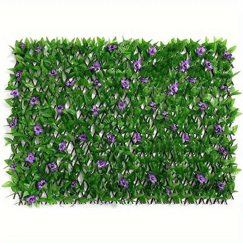 Expandable Artificial Ivy and Orchid Privacy Screen, Floral Design, Durable Plastic, Weather-Resistant, Indoor/outdoor Use, Easy Installation
