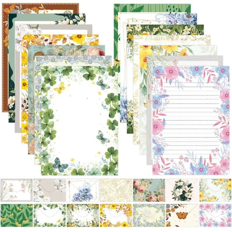 14 sets. Butterfly Flowers Retro Small Fresh Creative Love Letter High Beauty Memo Letter Envelope. 14 letter paper+14 envelopes.