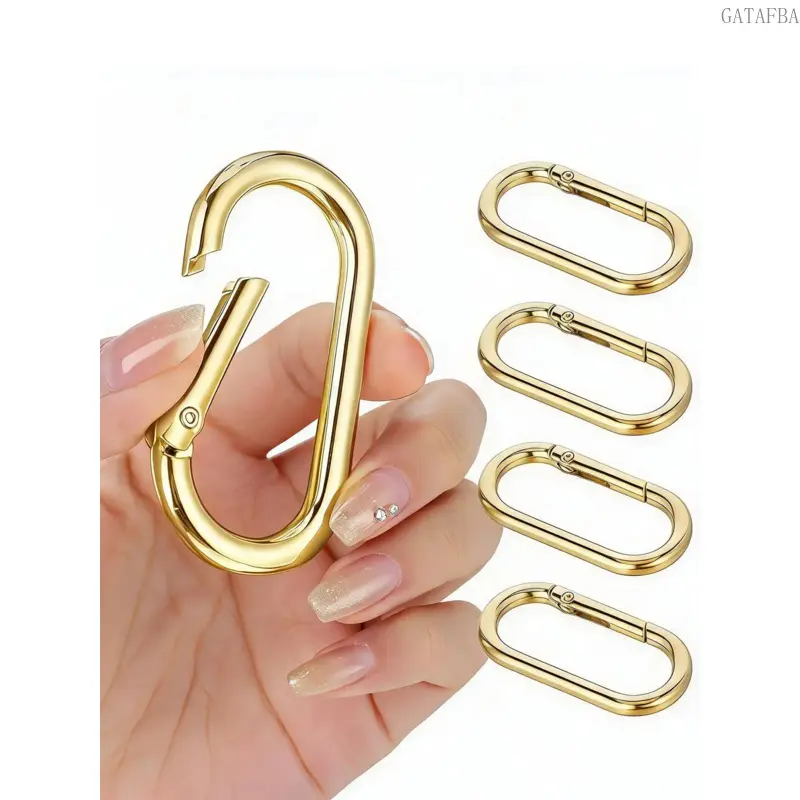 Unisex 5-Pcs Heavy-Duty Metal Oval Carabiner Snap Clips - Rotating Hook Rotatable Trigger Spring Key Rings, Durable Replacement Buckles for Keychains, Bags, Outdoor Gear for Adults (All Seasons Sports & Outdoor Accessories), No
