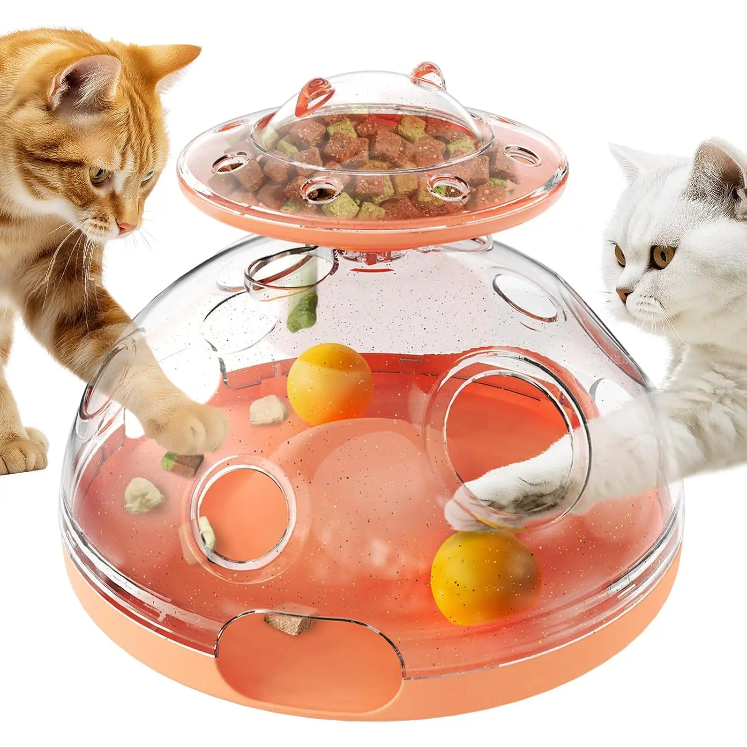 Cat Puzzle Toy, Large Size, 2 Ways to Play, Spin Treat Dispenser & Foraging Balls for Indoor Cats, Kitten Enrichment Toy, Interactive Brain-Teasing Game