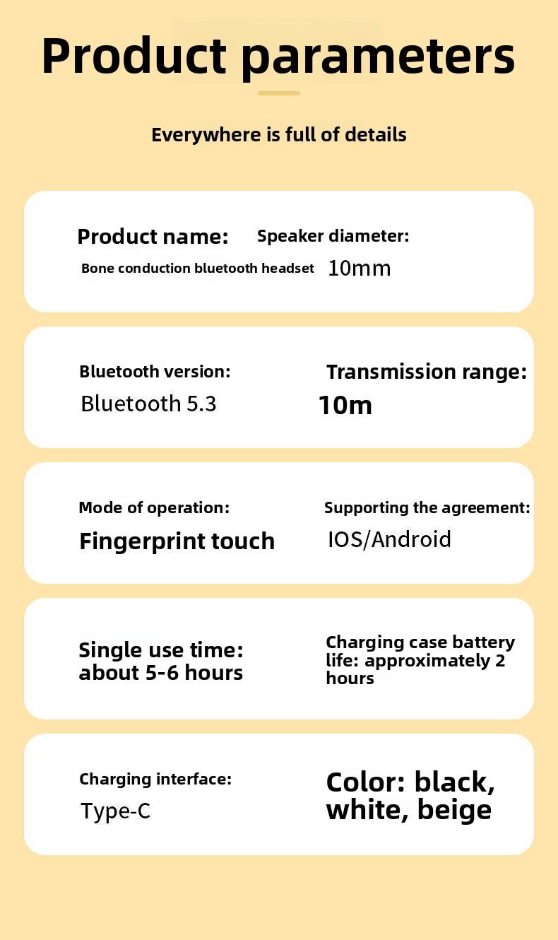 Bone conduction Bluetooth earphones with ultra-long battery life, M9 non-in-ear true wireless noise reduction, comfortable to wear for long periods, high sound quality, and waterproof