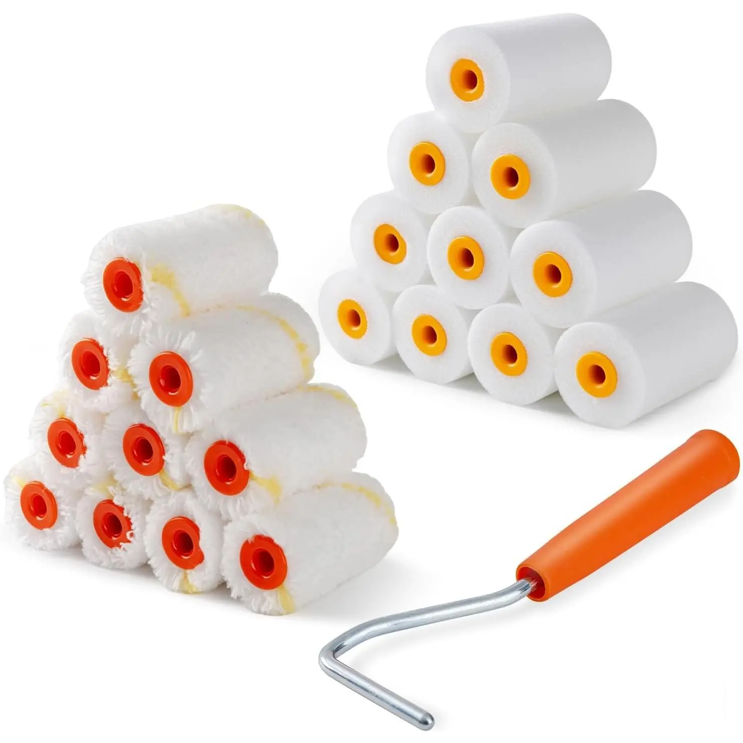 2 inch Paint Roller Kit 20 Pack Small Paint Roller Set with High Density Foam Paint Roller 3/8" Nap Microfiber Covers Touch Up Mini Paint Rollers for Wall Door Cabinet Craft