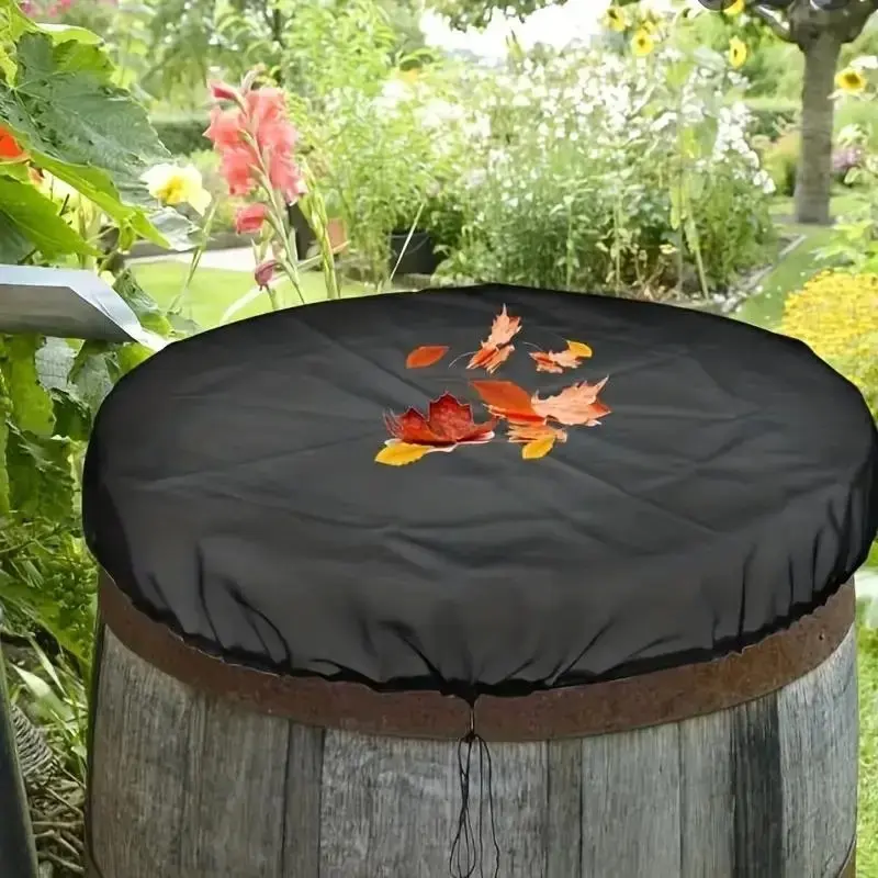 Keep Debris Out Rain Barrel Net Cover | Durable Drawstring Closure Mesh Lid for Rainwater Collection, Garden Barrel Dustproof Guard, Outdoor Use