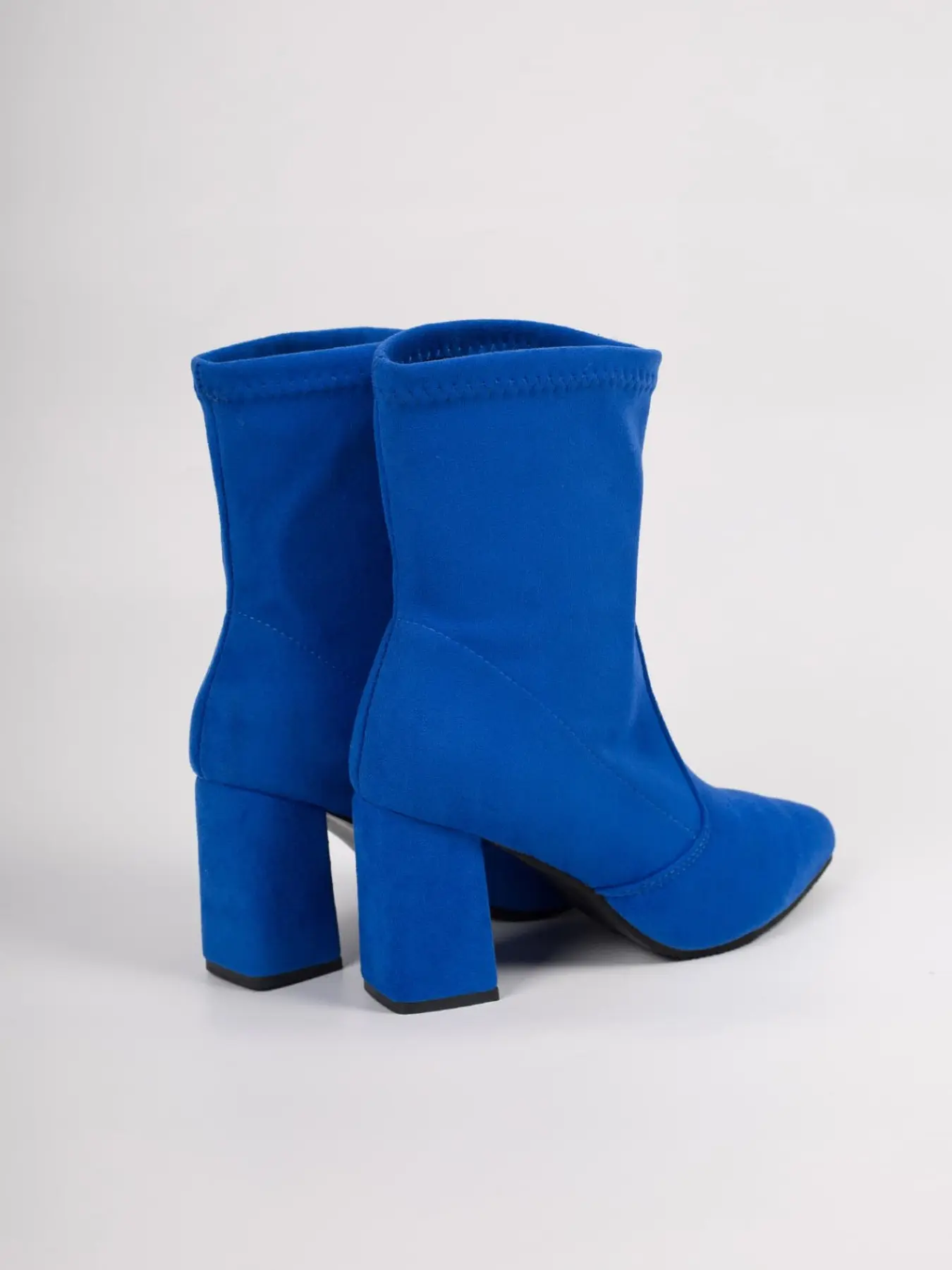 Women Block Heel Stretch Suede Ankle Booties, Pointed Toe Slip On Mid Ankle Boots With Seam Detail, Multi-color Option Business Dress Footwear, Extended Sizes For Office Daily Commute Formal Outfit Gift Option