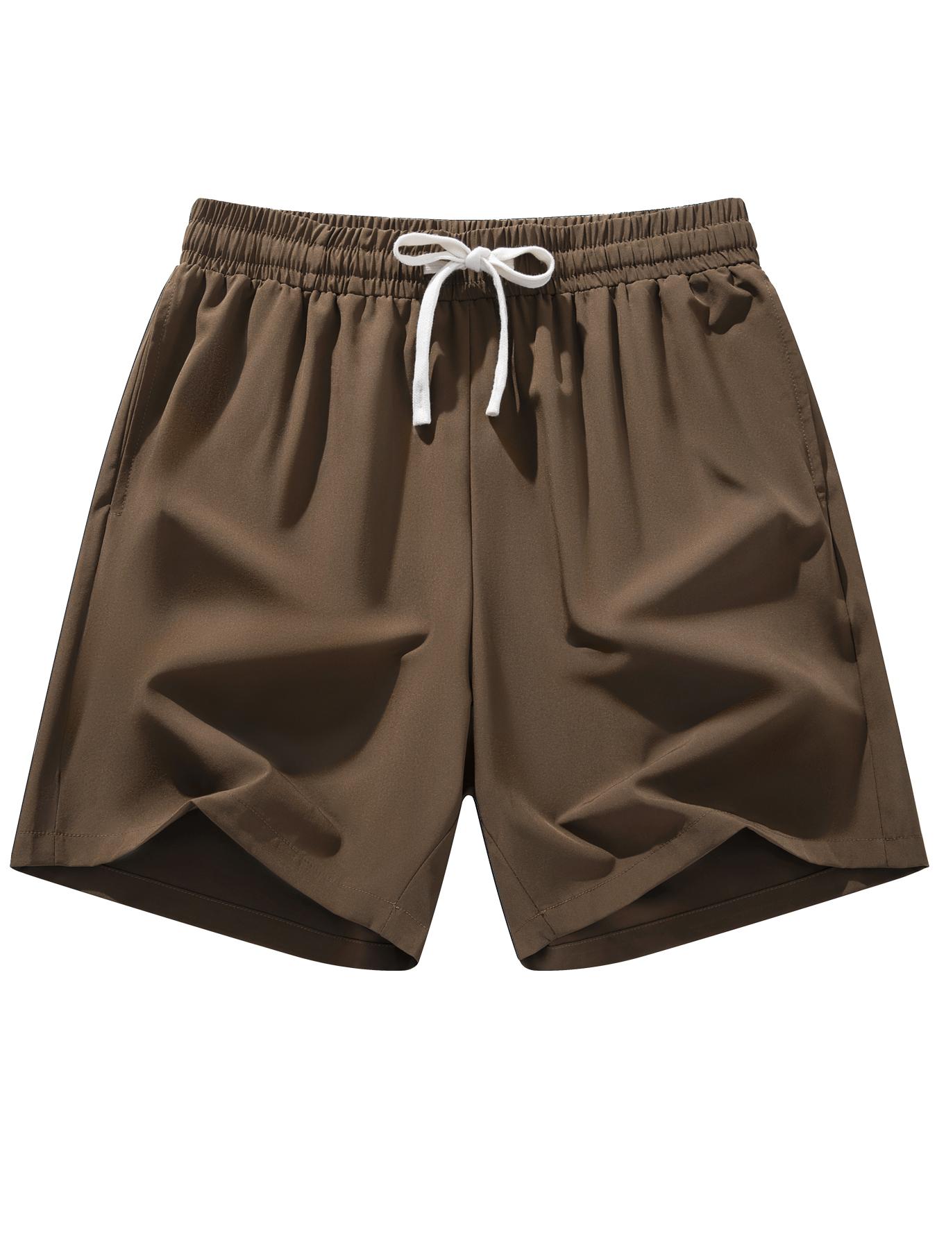 Men's Solid Color Drawstring Waist Shorts, Regular Fit Casual Comfy Breathable Shorts for Beach Vacation Outdoor Activities, Men's Bottoms for Summer, Drawstring Athletic Shorts