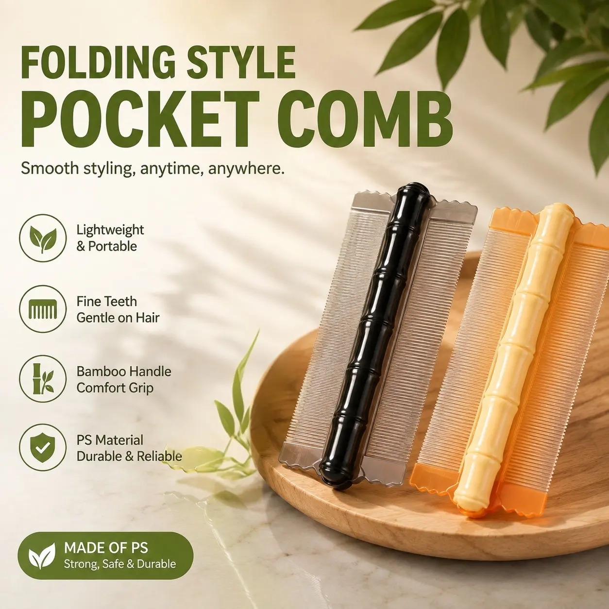 3 Pack Fine Tooth Lice Comb, Double Sided Nit Removal Comb with Bamboo Handle, Scalp Cleaning Comb for Adults & Kids-YY2