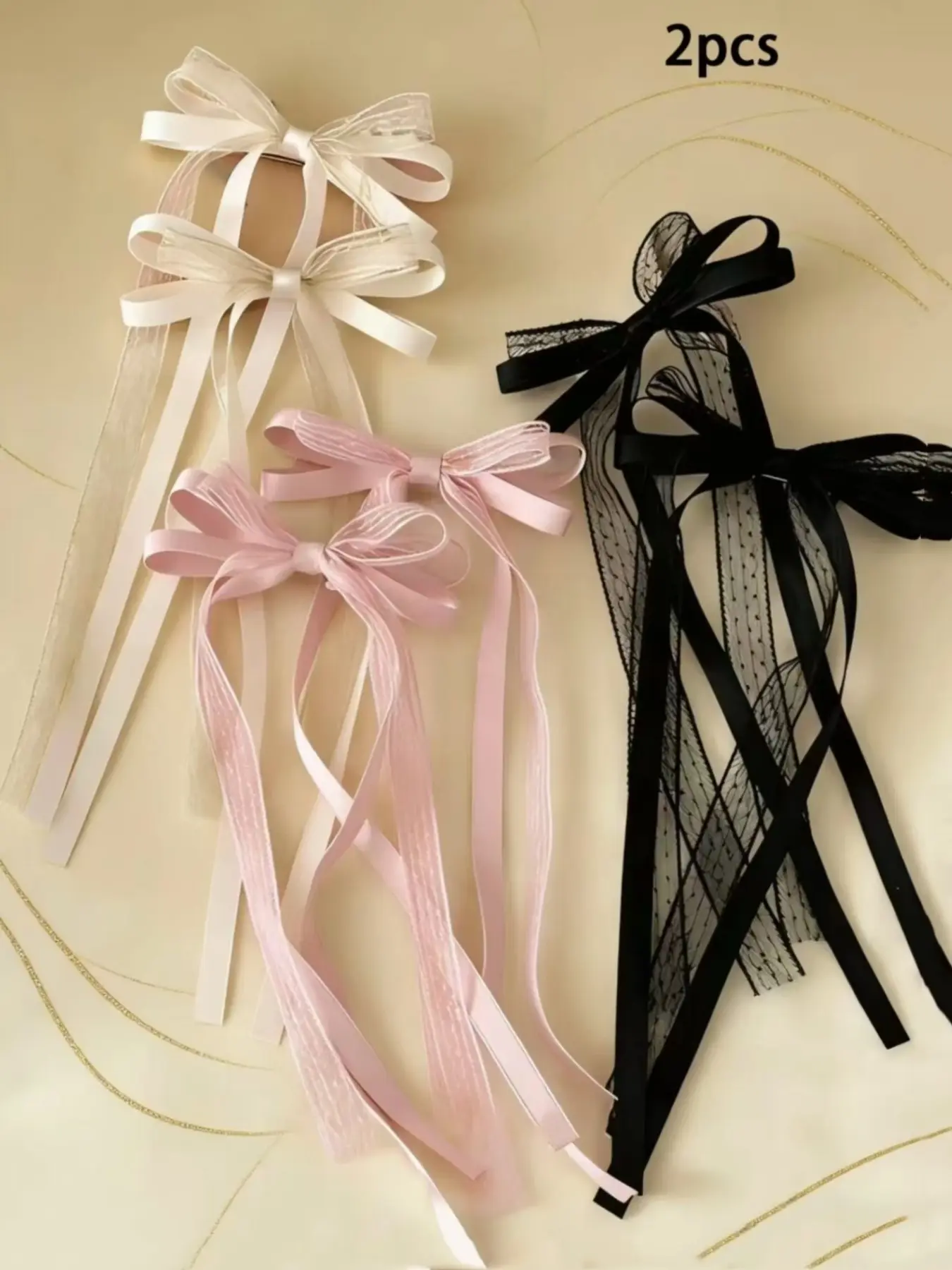 Lace Bow Hair Clips Set of 2, GirlStyle Draped Hair Accessories, Daily PartyAtmosphere Pins, Fashionable Women's HairDecorations, Hair Style Accessory