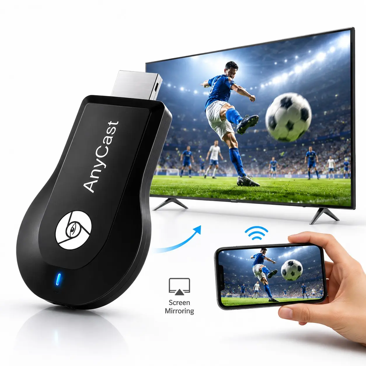 Wireless HDMI Mirroring Dongle 2.4G WiFi 1080P HD Wireless HDMI Transmitter Receiver Plug and Play 65FT Range Wireless Display Adapter for TV Projector Monitor Compatible with iOS Android Windows Mac for Home Gaming Entertainment