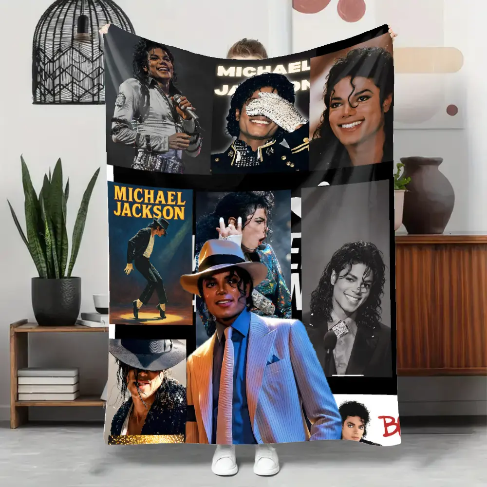 Michael Jackson Vintage Photo Collage Flannel Throw Blanket, fuzzy soft blanket ultra soft flannel fleece, Ultra Soft All Season Decor Blanket, Multi-purpose blanket for Couch Bedroom, perfect christmas gift for classic pop music fans