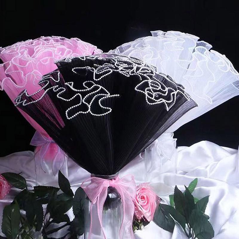 Flower Wrapping Net (1 Set), Artificial Pearl Decor Flower Wrapping Net, Decorative Flower Wrapping Net for Wedding Party, Gift Wrapping Supplies, Creative Gift Packaging, Gift Decoration, Bouquet Wrappers