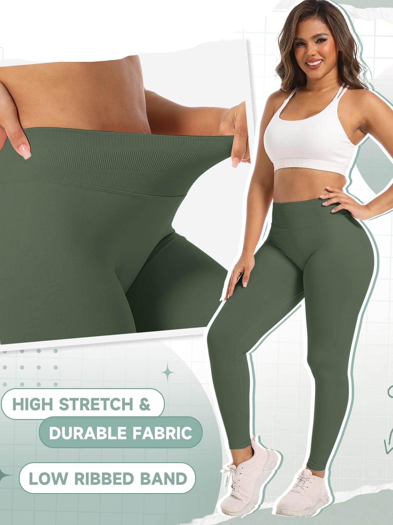 Women's Tummy-Control High Waisted Athletic Leggings with Concealed Butt-Lift Seam, High-Stretch Seamless Base-Layer Tights for Fitness, Yoga and Outdoor Running, Tight-Fitting Breathable Scrunch Workout Leggings, Elastic Waist Leggings