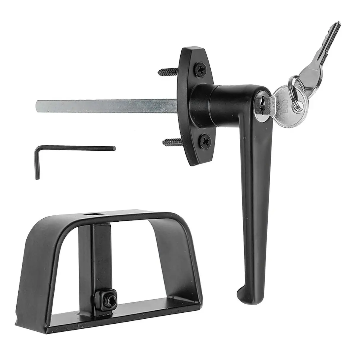 Shed Door Latch L-handle Lock Kit with 2 Keys, 4-1/2 Inch Stem, for Shed and Barn Door Locking