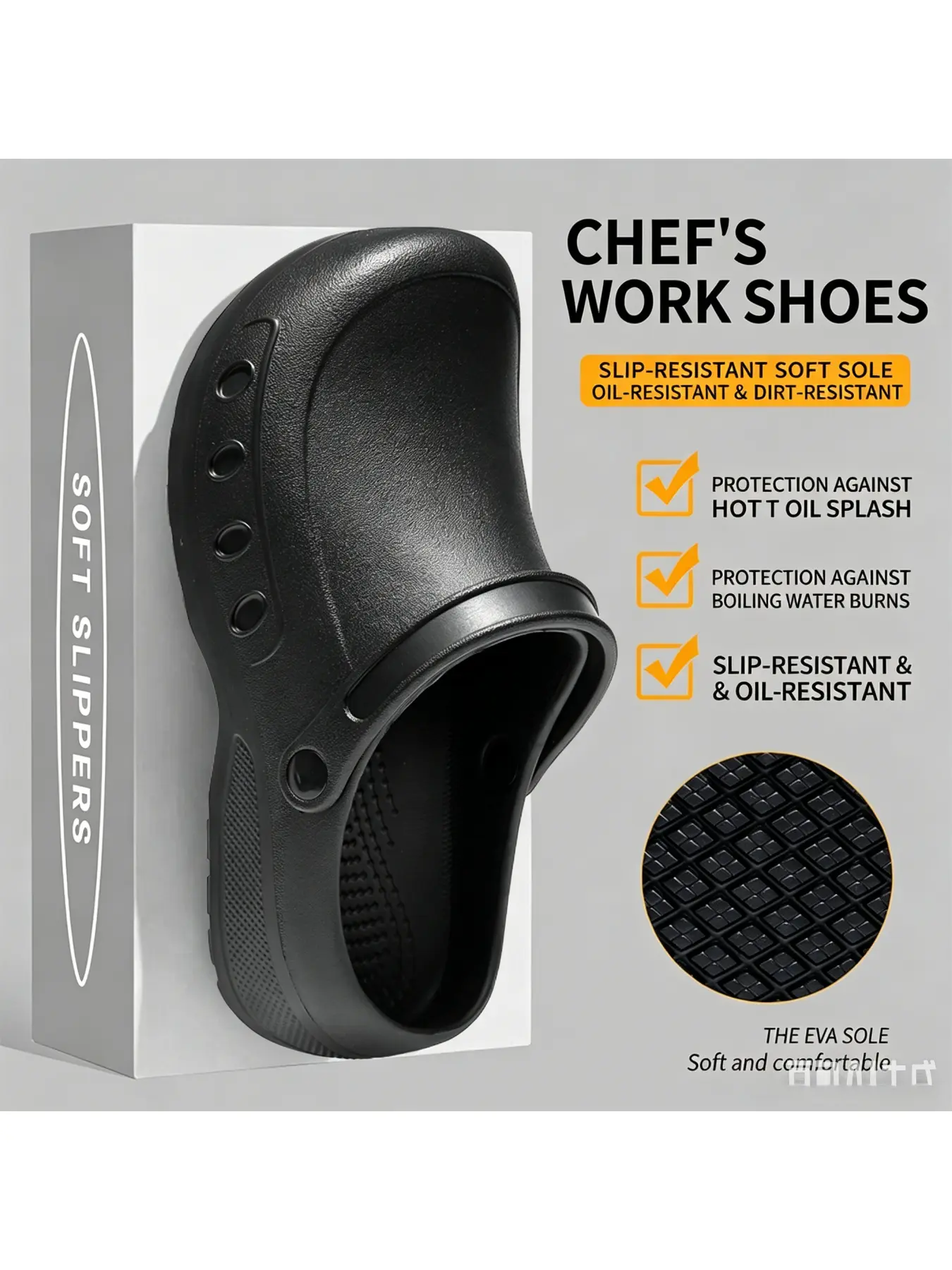Anti-slip Waterproof Work Shoes Oil-Resistant Chef Nurse Non Slip Slippers Lightweight Cushioned Wide Toe All Seasons Hospital Kitchen Restaurant #Springfresh