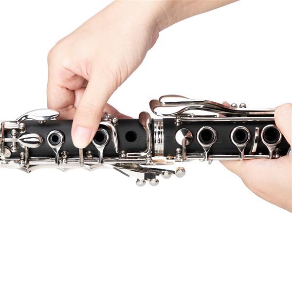 Beginner Bb Clarinet – 17 Keys Black Clarinet with 2 Mouthpieces & Connector, Easy to Learn，clarinet player Chrome Durable Oboe Instrument Bamboo Flute Fathersdaygift