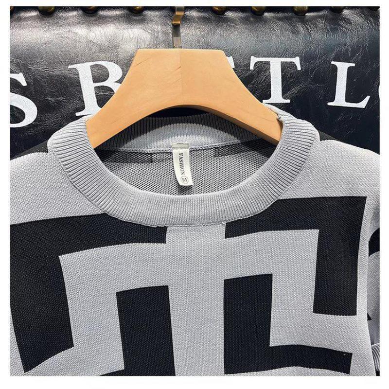 Streetz Spring Autumn Men's Slim Fit Geometric Base Layer T-shirt Casual Trendy Short Sleeves Knit Top Summer Wear T-shirt For Men Streetwear Stylish
