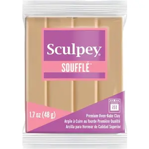 Sculpey Souffle(TM) Polymer Oven-Bake Clay, Latte Tan, Non , 1.7 oz. bar,  for  making, holiday, DIY,  media and !  light-weight oven bake clay.